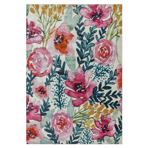 Etta Avenue Teagan Meadow Flatweave Pink/Green/Yellow Rug Wayfair.co.uk